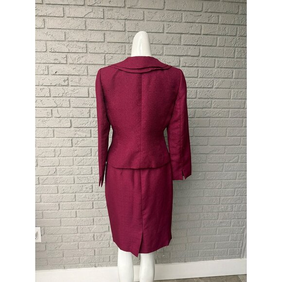 Kasper Women Burgundy 2Piece Career Skirt Suit Size 4P - Picture 2 of 11